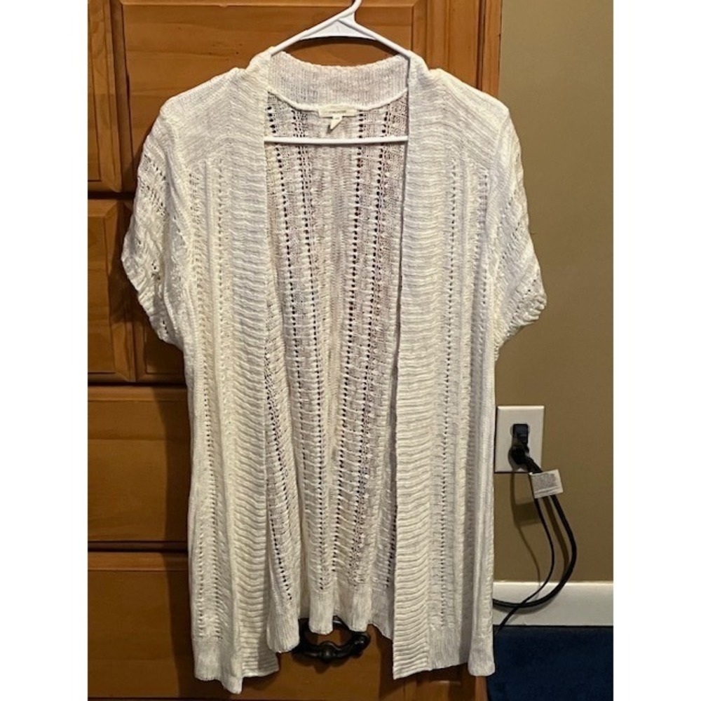 Women's Sheer Cardigan PLUS SIZE 0 Zero / White Short Sleeve Cardigan Maurices